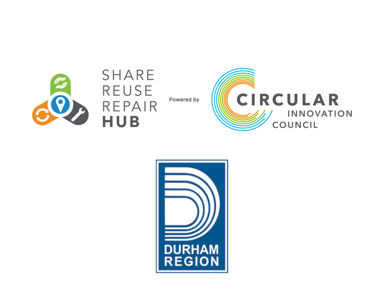 Durham Region logo, Share Reuse Repair Hub logo, Circular Innovation Council logo